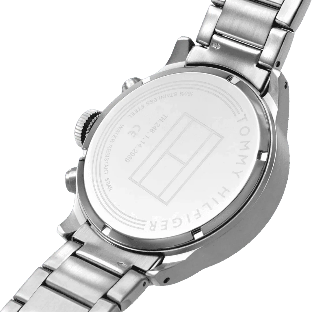 Original Tommy Hilfiger Men's TRENT Round Shape Stainless Steel Analog Wrist Watch 46 mm - Silver metal belt with Black dial - 1791805 -5 Original Tommy Hilfiger Men's TRENT Round Shape Stainless Steel Analog Wrist Watch 46 mm - Silver metal belt with Black dial - 1791805 -5