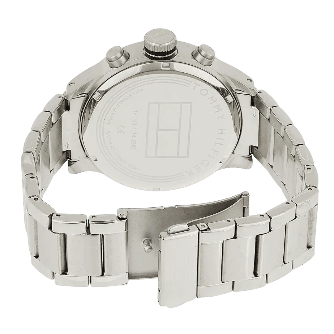 Original Tommy Hilfiger Men's TRENT Round Shape Stainless Steel Analog Wrist Watch 46 mm - Silver metal belt with Black dial - 1791805 -6 Original Tommy Hilfiger Men's TRENT Round Shape Stainless Steel Analog Wrist Watch 46 mm - Silver metal belt with Black dial - 1791805 -6