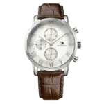 Original Tommy Hilfiger Mens White Dial with Brown Leather Band Watch - 1791400 -1