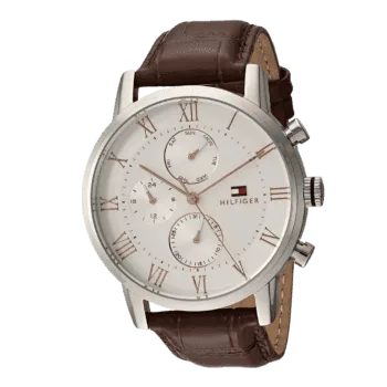 Original Tommy Hilfiger Mens White Dial with Brown Leather Band Watch - 1791400 -2