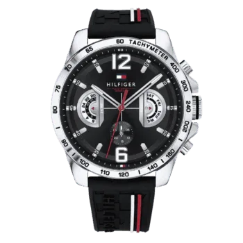 Original Tommy Hilfiger watch for men 1791473, Black Rubber belt -1