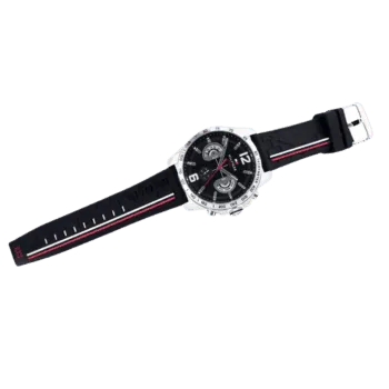 Original Tommy Hilfiger watch for men 1791473, Black Rubber belt -2