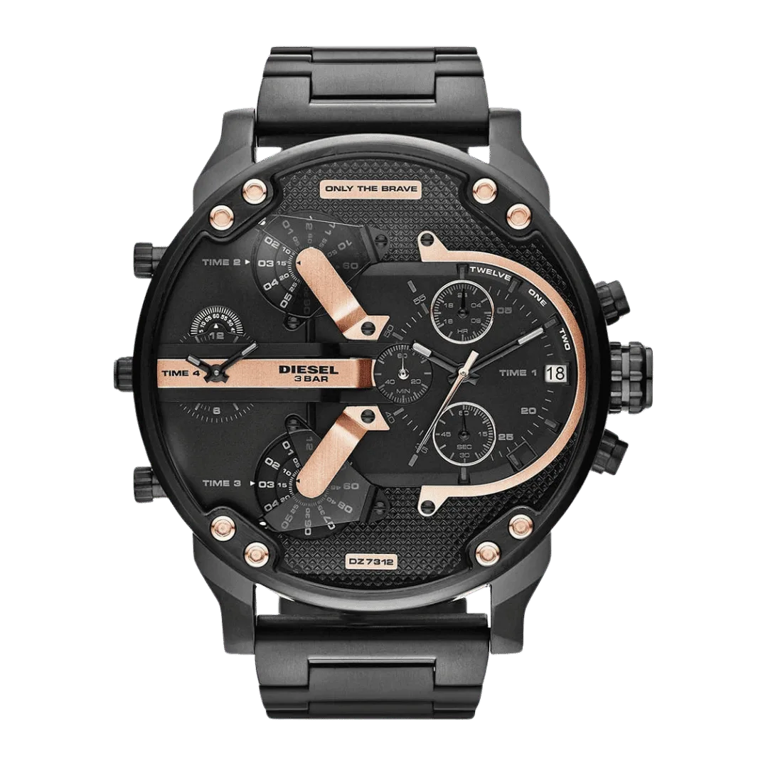 Original Diesel Black Stainless Black dial Chronograph for Men DZ7312-1