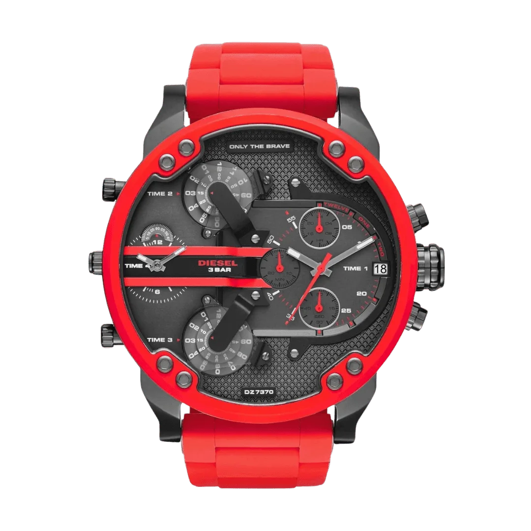 Original Diesel Mr. Daddy 2.0 red metal watch -1 Original Diesel Mr. Daddy 2.0 red metal watch -1