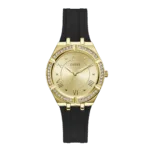 Original GUESS – GW0034L1 – WATCH FOR LADIES GOLD WITH CRYSTALS & BLACK SILICONE STRAP ROMAN NUMBERS – 36mm-1
