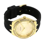 Original GUESS – GW0034L1 – WATCH FOR LADIES GOLD WITH CRYSTALS & BLACK SILICONE STRAP ROMAN NUMBERS – 36mm-1