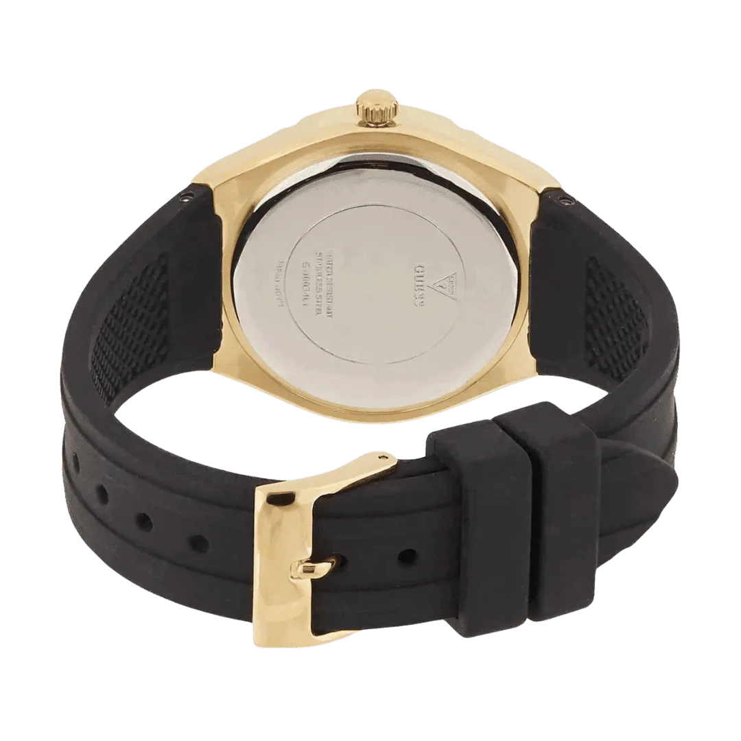 Original GUESS - GW0034L1 - WATCH FOR LADIES GOLD WITH CRYSTALS & BLACK SILICONE STRAP ROMAN NUMBERS - 36mm-6