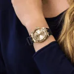 Original GUESS – GW0034L1 – WATCH FOR LADIES GOLD WITH CRYSTALS & BLACK SILICONE STRAP ROMAN NUMBERS – 36mm-1