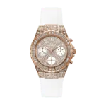 Original GUESS - GW0038L2 - WATCH FOR LADIES ROSE ROSE GOLD WITH CRYSTALS - WHITE SILICONE STRAP - MULTI FUNCTIONS DAY DATE & 24 HOURS -1