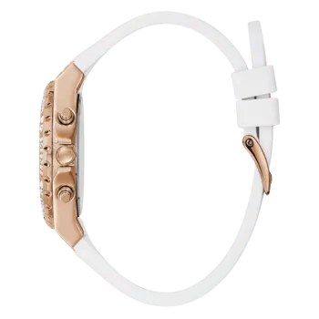 Original GUESS - GW0038L2 - WATCH FOR LADIES ROSE ROSE GOLD WITH CRYSTALS - WHITE SILICONE STRAP - MULTI FUNCTIONS DAY DATE & 24 HOURS -2