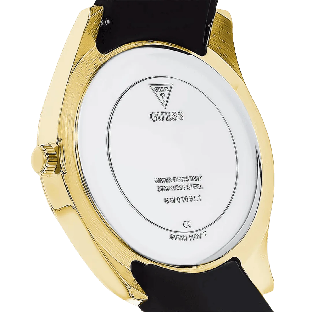 Original GUESS - GW0109L1 - WATCH FOR LADIES GOLD AND BLACK SILICONE - BAGUETTE DIAL -4
