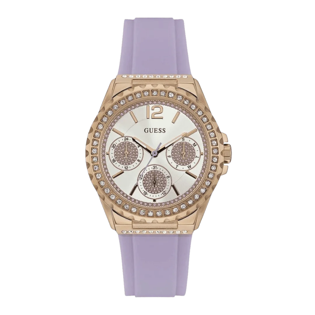 Original GUESS Watch for Men, Quartz Movement, Analog Display, Purple Color Strap-W0846L6 -1