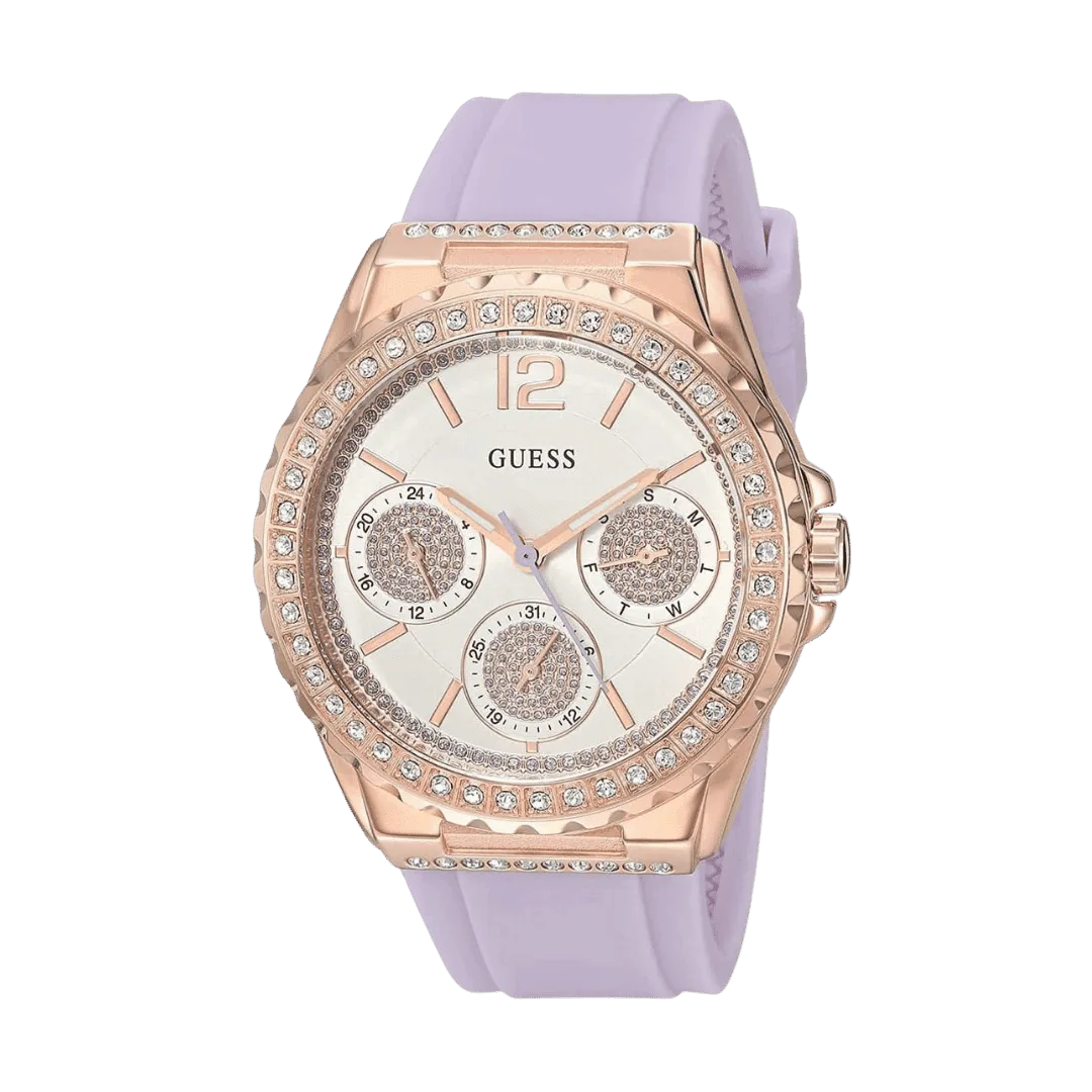 Original GUESS Watch for Men, Quartz Movement, Analog Display, Purple Color Strap-W0846L6 -2