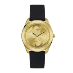 Original Guess Casual Watch For Women Analog Rubber – W0911L3 – Black Rubber Strap, Gold Dial -1