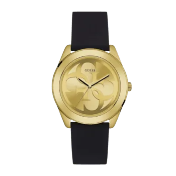 Original Guess Casual Watch For Women Analog Rubber - W0911L3 - Black Rubber Strap, Gold Dial -1