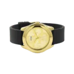 Original Guess Casual Watch For Women Analog Rubber – W0911L3 – Black Rubber Strap, Gold Dial -1