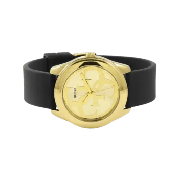 Original Guess Casual Watch For Women Analog Rubber - W0911L3 - Black Rubber Strap, Gold Dial -2