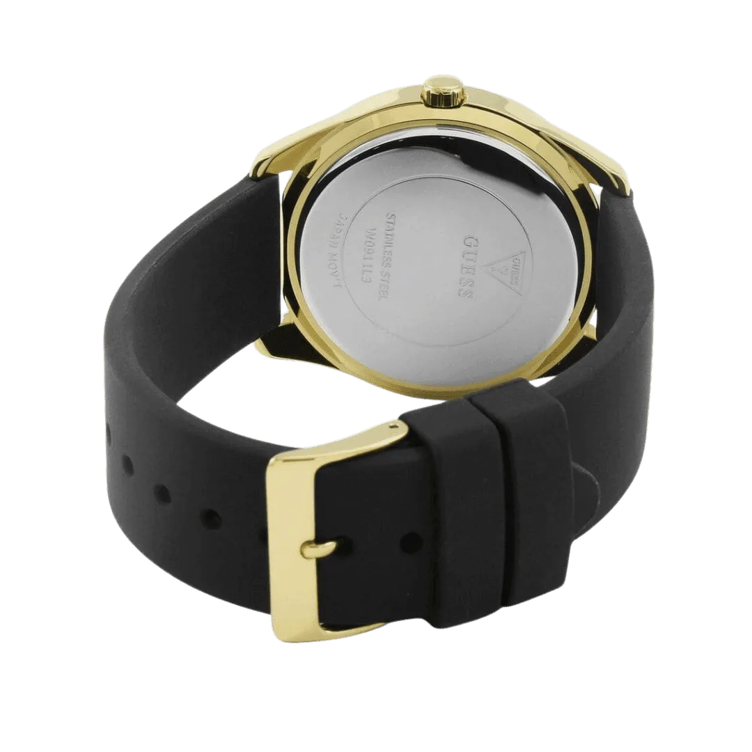 Original Guess Casual Watch For Women Analog Rubber - W0911L3 - Black Rubber Strap, Gold Dial -3
