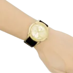 Original Guess Casual Watch For Women Analog Rubber – W0911L3 – Black Rubber Strap, Gold Dial -1