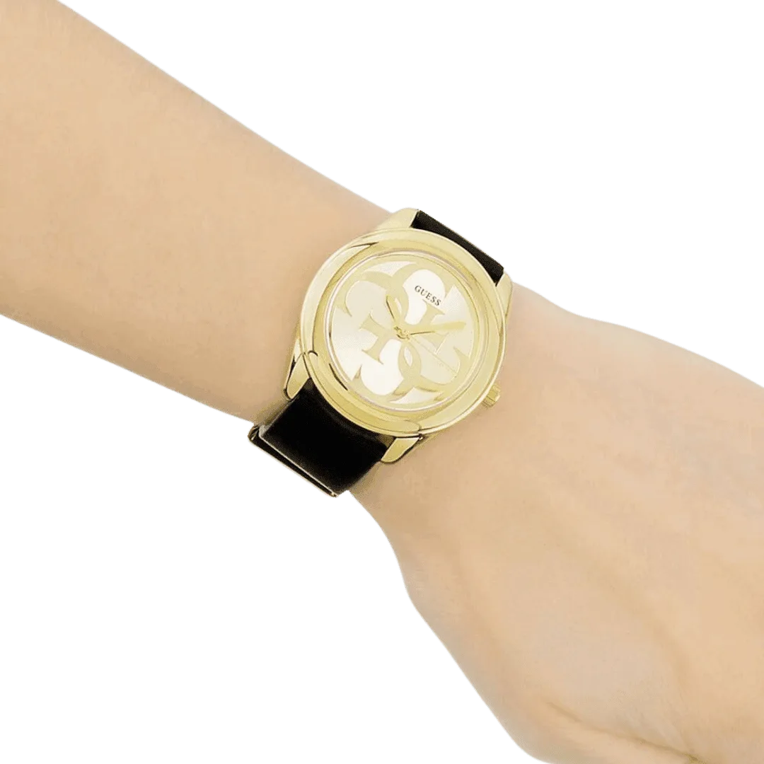Original Guess Casual Watch For Women Analog Rubber - W0911L3 - Black Rubber Strap, Gold Dial -5