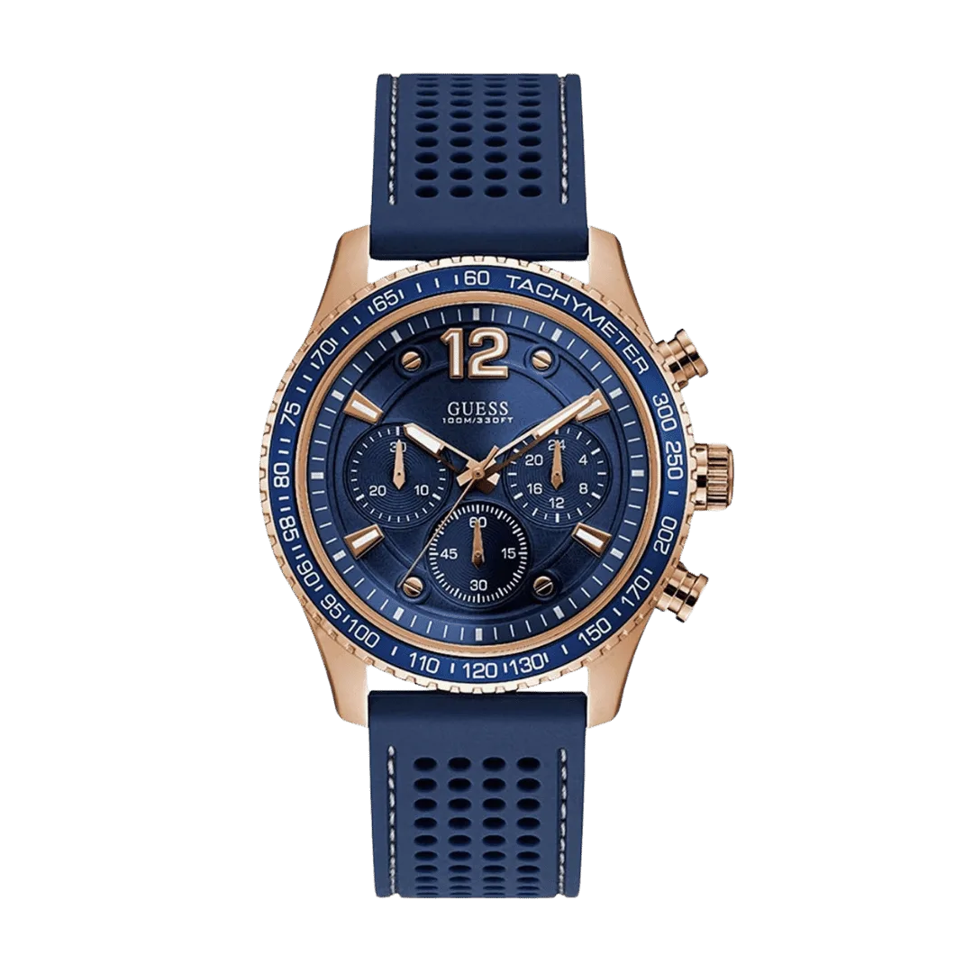 Original Guess Fleet Analog Blue Dial Men's Watch with Blue Strap -W0971G3-1