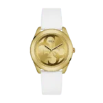 Original Guess G Twist White Dial Silicone Strap Ladies Watch W0911L5 -1