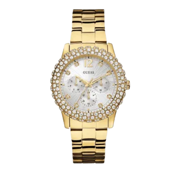 Original Guess Women's White Dial Stainless Steel Band Watch Gold - W0335L2 -1
