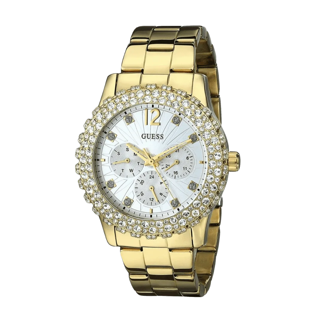 Original Guess Women's White Dial Stainless Steel Band Watch Gold - W0335L2 -2