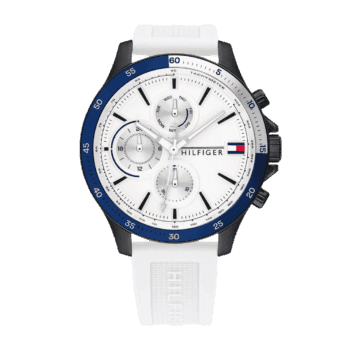 Original Tommy Hilfiger Men's Analogue Quartz Watch with Silicone Strap 1791723, White -1