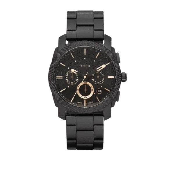 Fossil Machine Men's Black Dial Stainless Steel Band Chronograph Watch - FS4682, Analog Display -1