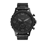 Original Fossil nate chronograph black dial stainless steel casual watch jr1401, quartz, analog -1