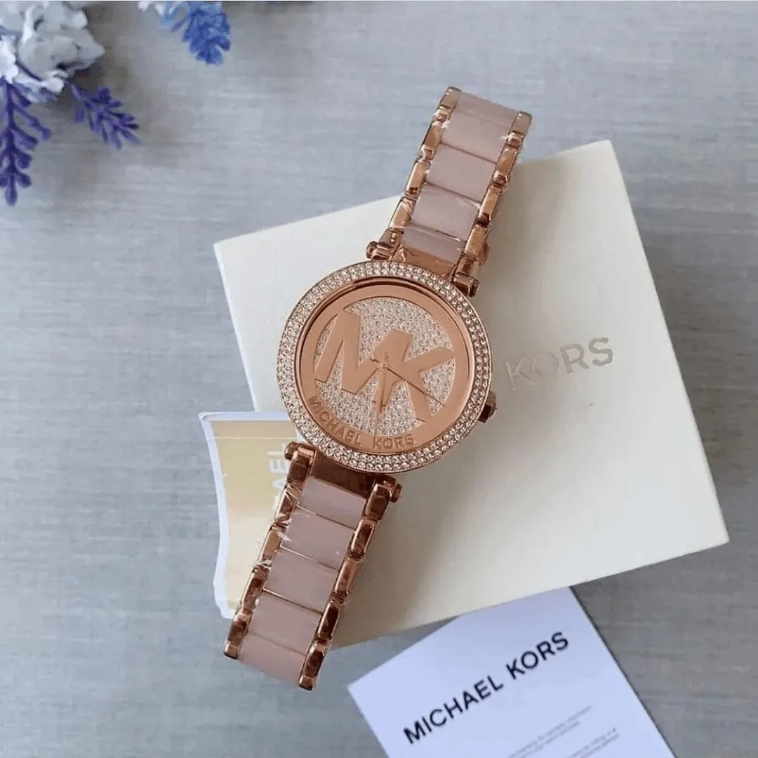 Original Michael Kors Watch for Women, Quartz Movement, Analog Display, Rose Gold Strap-MK6176 -5