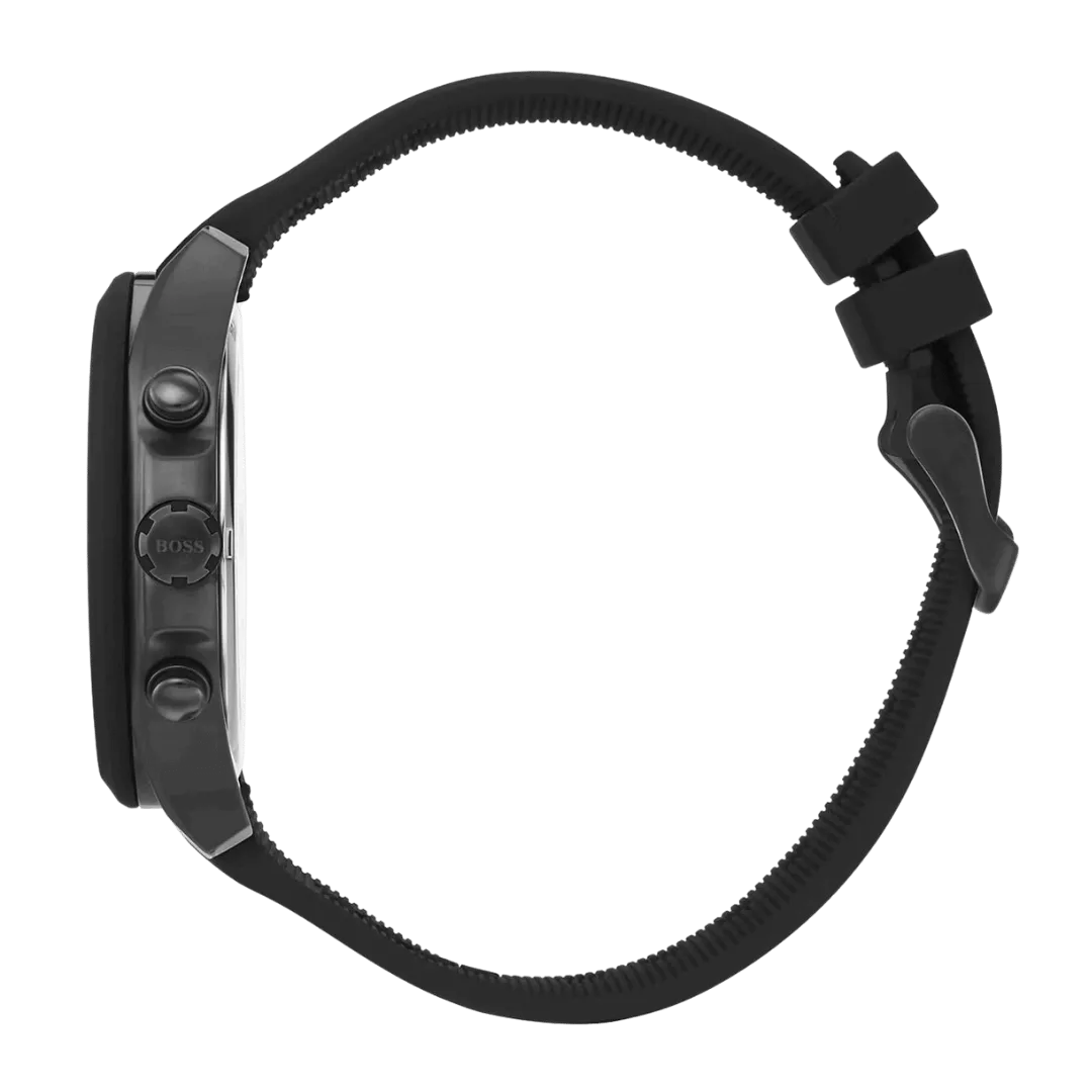 Original BOSS Chronograph Quartz Watch for Men with Black Silicone Bracelet - 1513720 - 44mm -3