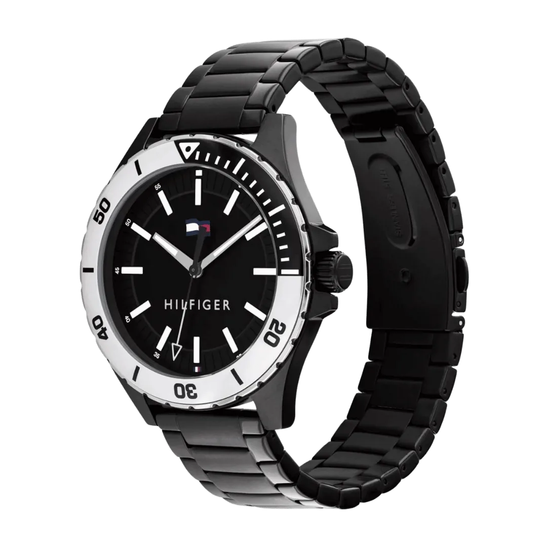 Original Tommy Hilfiger Men's Watch Logan Black Dial Stainless Steel Bracelet 1792014 -2