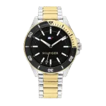 Original Tommy Hilfiger Two-Tone Steel Black Dial Men’s Watch – 1792013 -1
