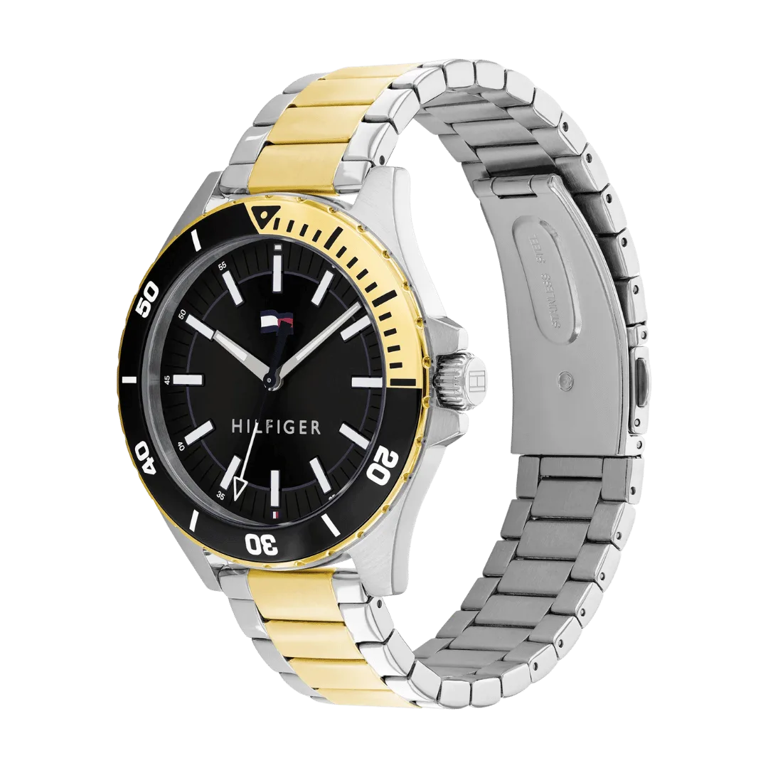 Original Tommy Hilfiger Two-Tone Steel Black Dial Men’s Watch – 1792013 -2