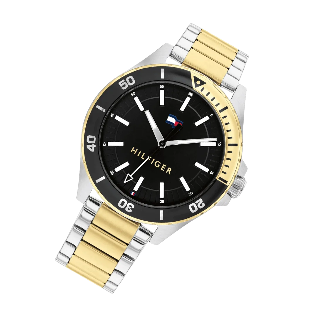 Original Tommy Hilfiger Two-Tone Steel Black Dial Men’s Watch – 1792013 -3