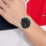 Original Tommy Hilfiger Two-Tone Steel Black Dial Men’s Watch – 1792013 -1