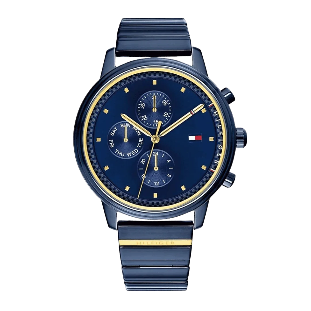 Original Tommy Hilfiger 1781893 Stainless Steel Round Analog Water Resistant Watch for Women-Blue-38mm-1