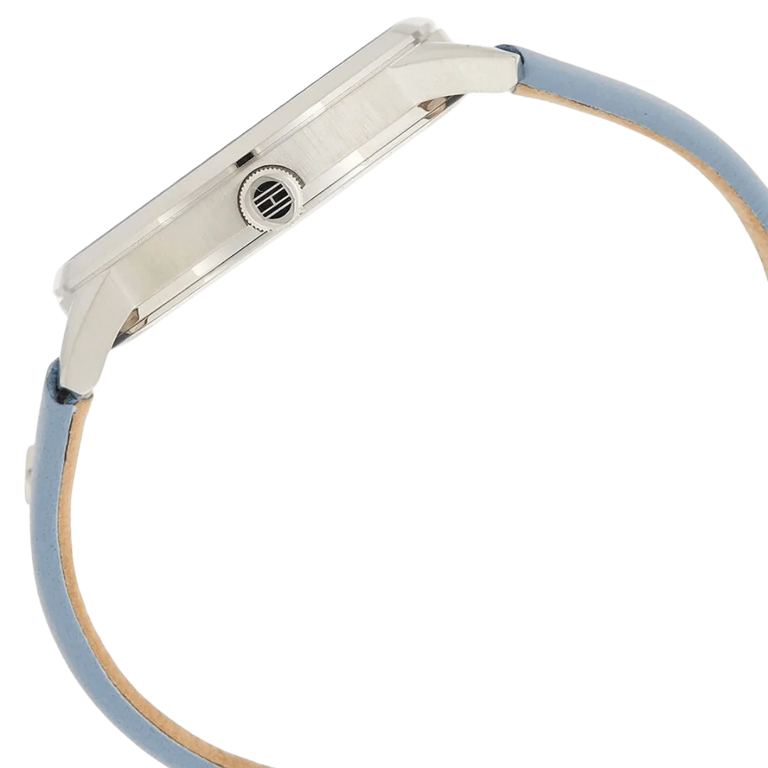 Original Tommy Hilfiger 1782023 Leather Round Analog Water Resistant Watch for Women - Baby Blue - 38mm-6