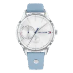 Original Tommy Hilfiger 1782023 Leather Round Analog Water Resistant Watch for Women – Baby Blue – 38mm-Original Tommy Hilfiger Women’s Quartz Watch with Silicone Strap White 20 Model 1782388-38mm-1