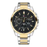 Original Tommy Hilfiger 1791559 Two-Tone Stainless Steel Round Analog Water Resistant Watch for Men - Silver and Gold - 46mm-1