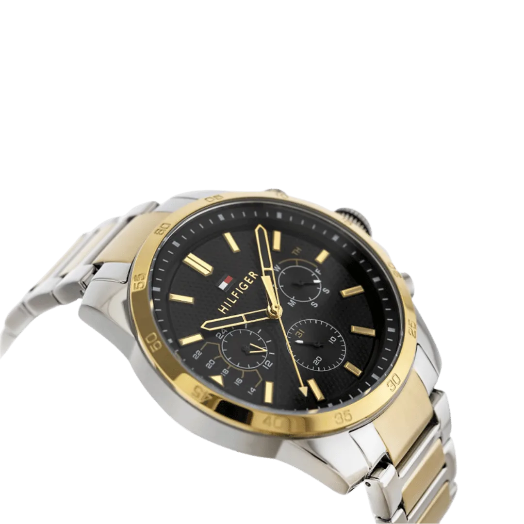 Original Tommy Hilfiger 1791559 Two-Tone Stainless Steel Round Analog Water Resistant Watch for Men - Silver and Gold - 46mm-3