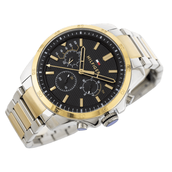 Original Tommy Hilfiger 1791559 Two-Tone Stainless Steel Round Analog Water Resistant Watch for Men - Silver and Gold - 46mm-4