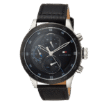 Original Tommy Hilfiger Analogue Multifunction Quartz Watch for Men with Black Leather Strap and black dial – 1791810- 46mm-1