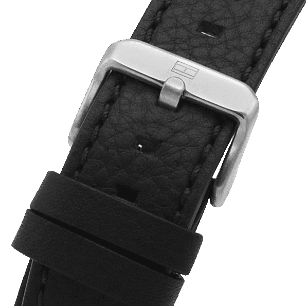 Original Tommy Hilfiger Analogue Multifunction Quartz Watch for Men with Black Leather Strap and black dial - 1791810- 46mm-4