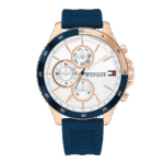 Original Tommy Hilfiger Analogue Multifunction Quartz Watch for Men with Blue Silicone Bracelet – 1791778 -1