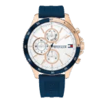 Original Tommy Hilfiger Analogue Multifunction Quartz Watch for Men with Blue Silicone Bracelet – 1791778 -1
