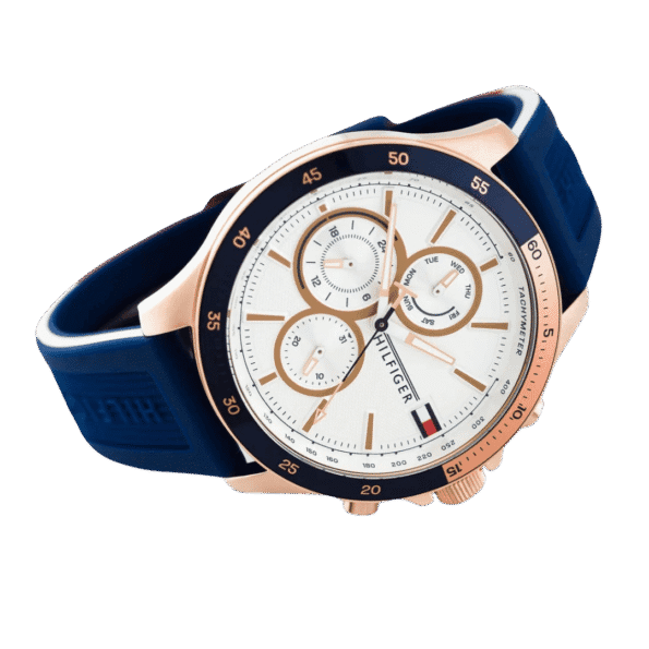 Original Tommy Hilfiger Analogue Multifunction Quartz Watch for Men with Blue Silicone Bracelet - 1791778 -2
