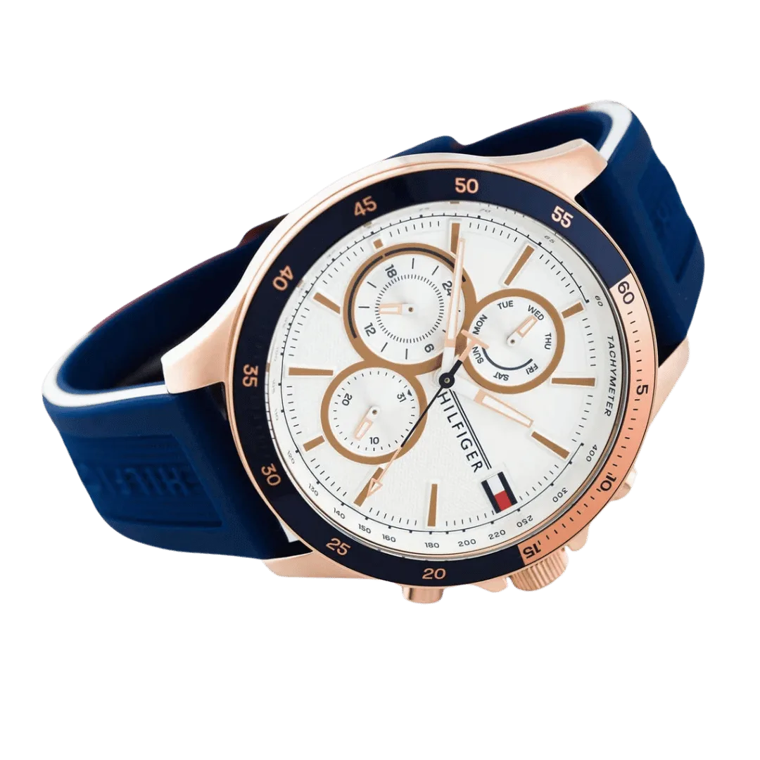 Original Tommy Hilfiger Analogue Multifunction Quartz Watch for Men with Blue Silicone Bracelet - 1791778 -2